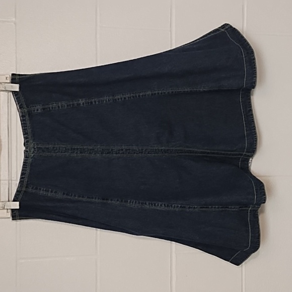 IE Denim Skirt with Green Stitching - Picture 1 of 11
